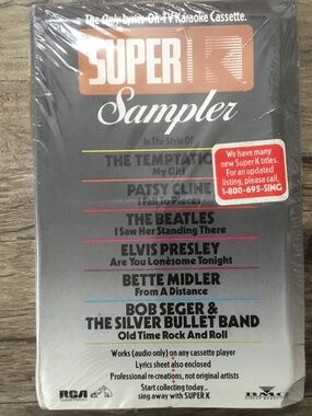 Karaoke - Super Sampler on Tv Karaoke Cassette- Beatles - Elvis - Temps- Bette